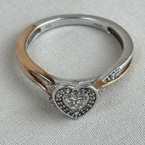 JWBR Diamond 925 Rose Gold Plate Heart Ring Anniversary Wedding Promise Sz 6.75 - Picture 5 of 13